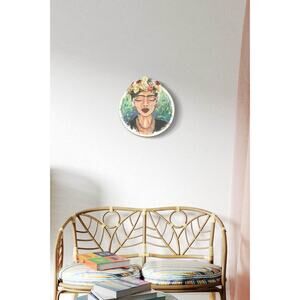 Frida Kahlo-Inspired Embroidery Hoop Art – Hand-Painted Portrait with 3D Flower